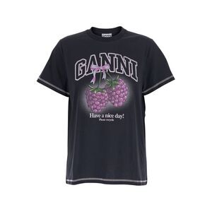 Ganni Women Basic Cotton Jersey Raspberry Print